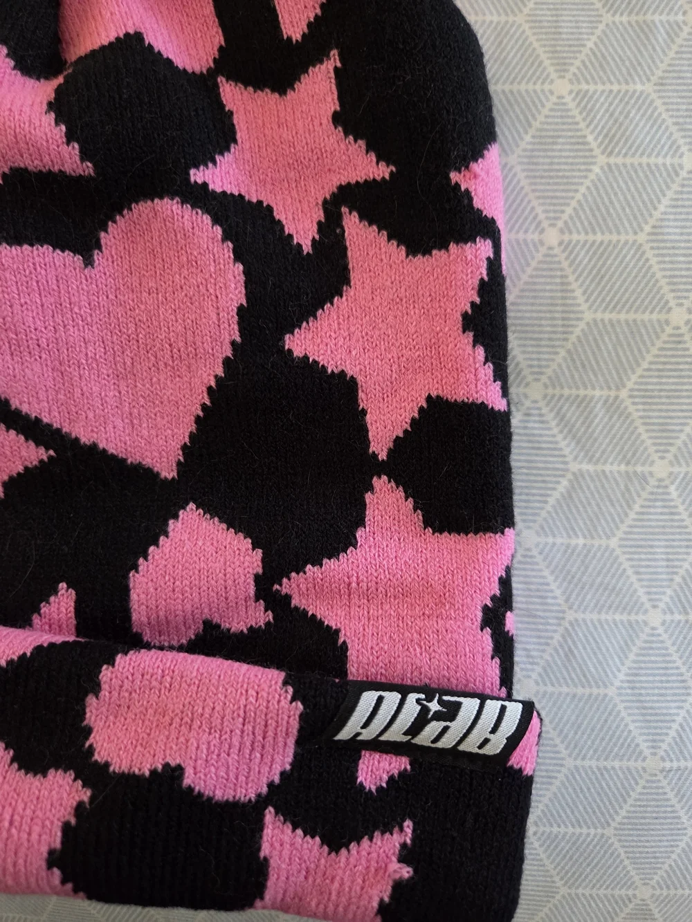 aLab Kids Pink & Black Heart and Star Beanie Hat by DEBAR